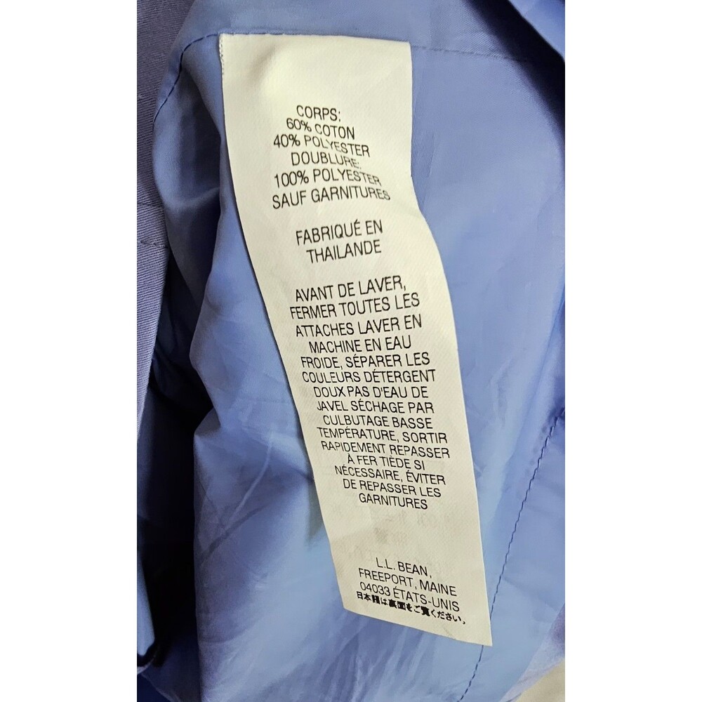 LL Bean Womens Trench Coat Lavender Double Breasted Belted Rain Jacket Size 1X - Picture 4 of 7